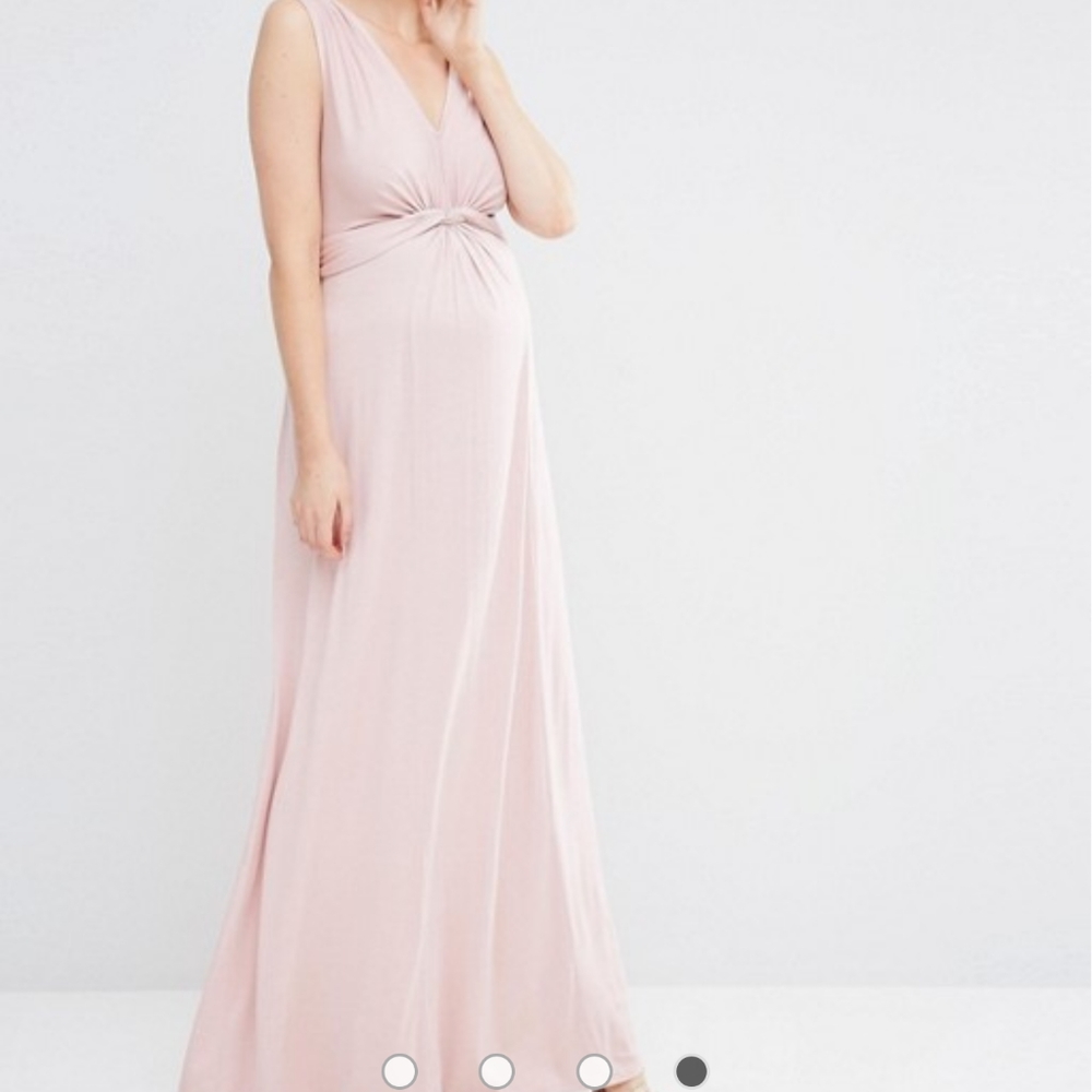 luebelle Maternity Knot Front pink Maxi Dress